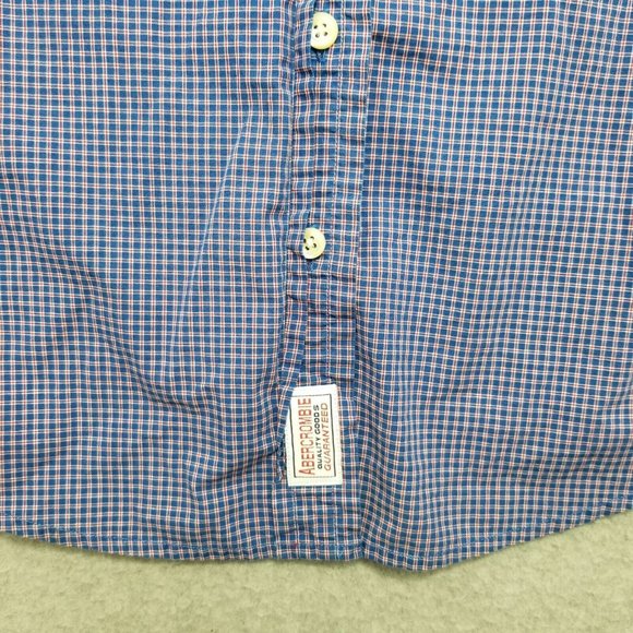 Abercrombie & Fitch Shirt Womens Medium Blue Plaid Button Up Pocket‎ - Picture 6 of 12